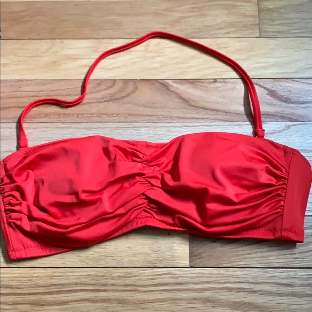 Red J Crew underwire bandeau bikini